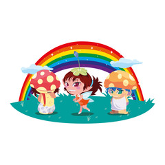 fungus elfs and fairy in the garden