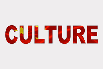 Culture word over Chinese Flag. Cultural Diversity concept.