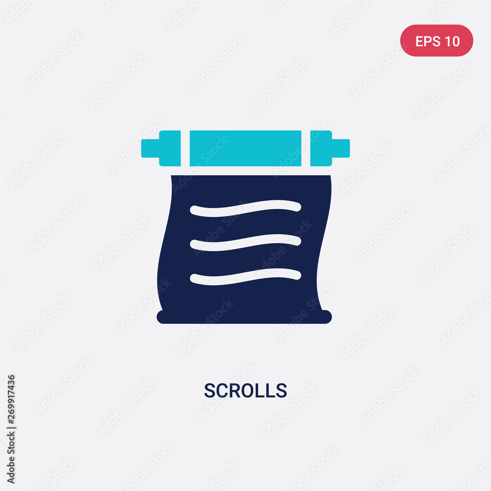 Poster two color scrolls vector icon from asian concept. isolated blue scrolls vector sign symbol can be us
