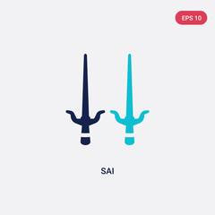 two color sai vector icon from asian concept. isolated blue sai vector sign symbol can be use for web, mobile and logo. eps 10