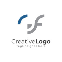 Blue and Grey Circular Initial Letter G and F Business Logo Flat Vector Design