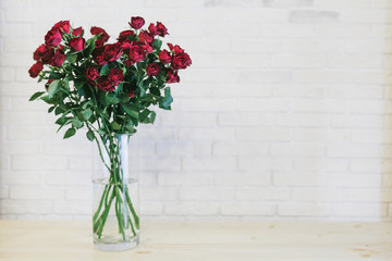 Bouquet of large red roses close up