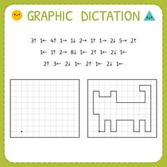 Graphic dictation. Cat. Kindergarten educational game for kids. Preschool worksheet for practicing motor skills. Working pages for children