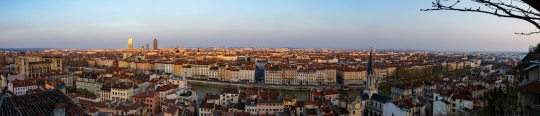 Fototapeta premium Sunset in Lyon From Fourviere Hill