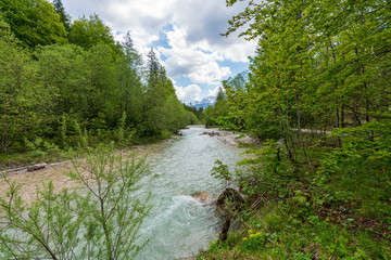 Wanderweg am Straneggbach in der Hetzau im Almtal Oberösterreich