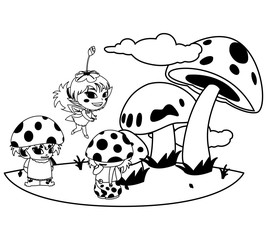 fungus elfs and fairy in the garden