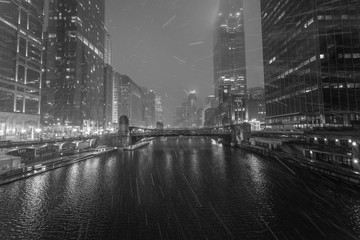 Chicago Stormy Bridges B&W