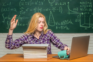 Unhappy angry mad woman. Human emotions - facial expression concept. After work. Angry screaming - negative emotions. Overtime. Tired student learning at home.