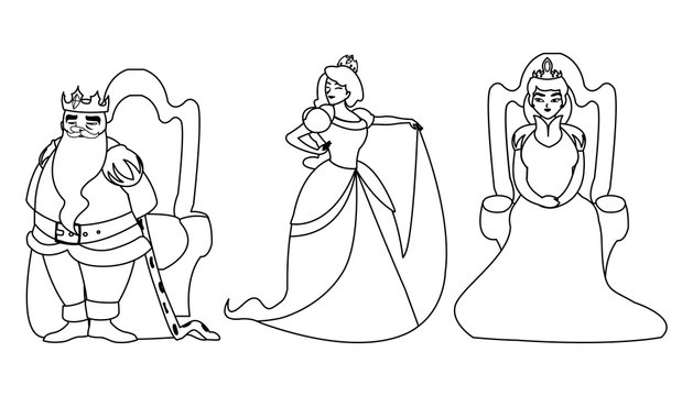 princess with queen and king on throne of tales character