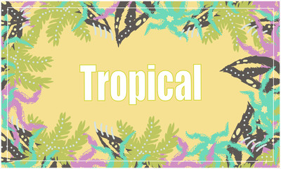 Tropical Flowers and Palms Summer Banner.