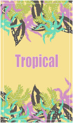 Tropical Flowers and Palms Summer Banner.