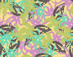 Fototapeta premium Tropical seamless leaves pattern.