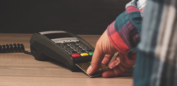 Debit card swiping on card reader device