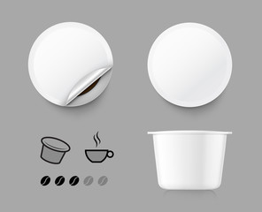 Coffee capsule mockup. Vector illustration on white background. Easy to use for presentation your product, idea, design. EPS10.	
