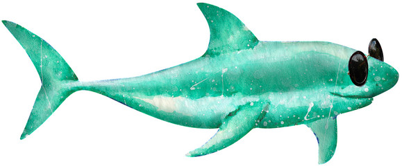 Handdrawn Aquarell Shark, Cool, Sunglasses, Chill, Watercolor, Animal, Nature
