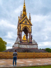 Albert Memorial in London's Hyde Park. Prince Albert Memorial, Gothic Memorial to Prince Albert in...
