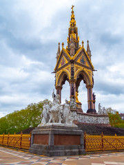 Fototapeta premium American themed sculptures at the Albert Memorial in London, UK, at Kensington Gardens, in memory of Prince Albert. Prince Albert Memorial, Gothic Memorial to Prince Albert. London.