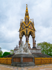 European themed sculptures at the Albert Memorial in London, UK, at Kensington Gardens, in memory of Prince Albert. Prince Albert Memorial, Gothic Memorial to Prince Albert. London.