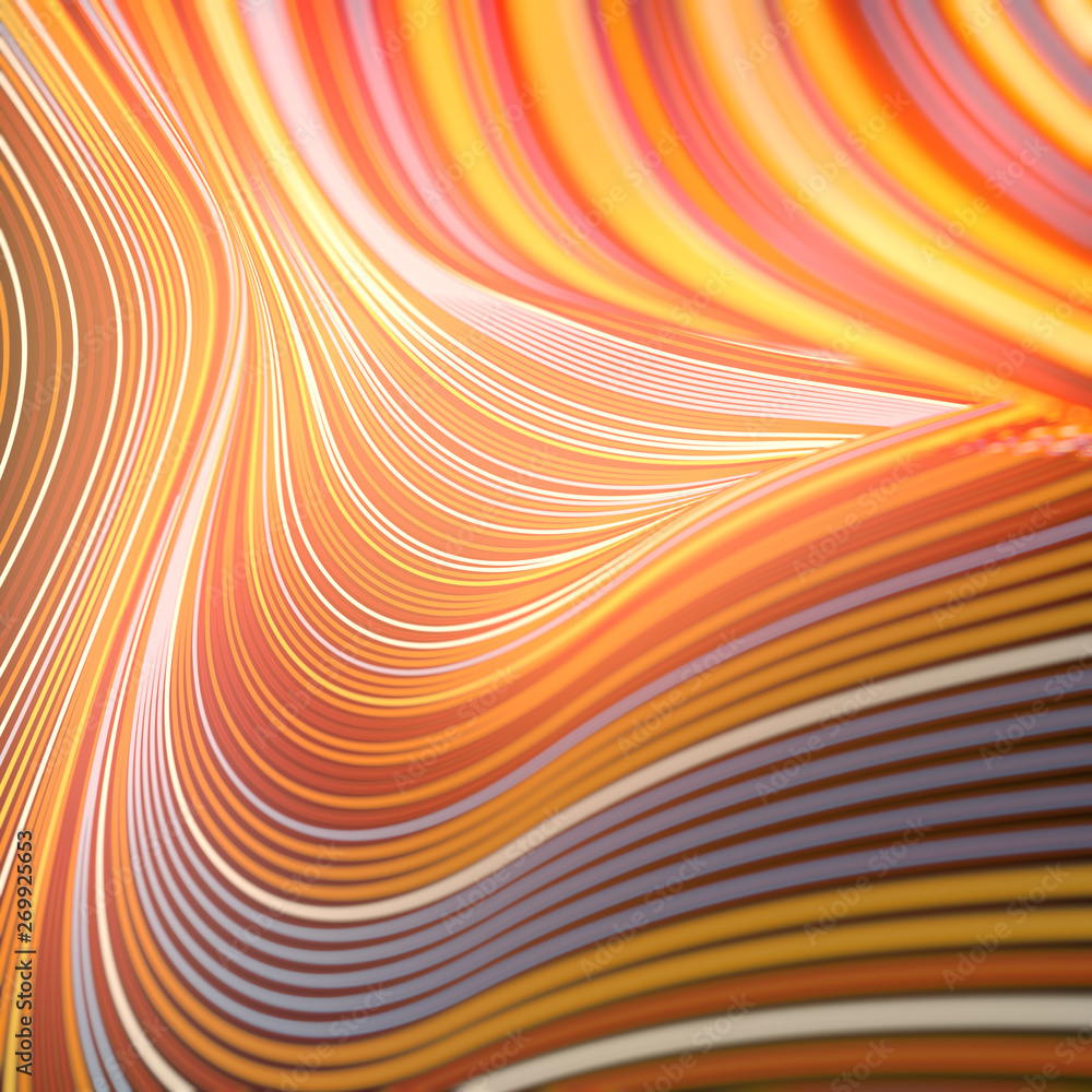 Aufkleber Modern style abstraction with composition made of various colored lines. Wave band geometric pattern. 3d rendering