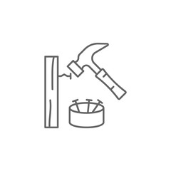 Carpentry, hammering line vector icon