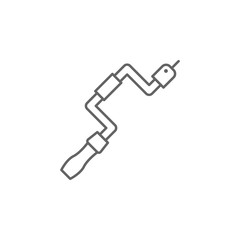 Carpentry, hand drill line vector icon