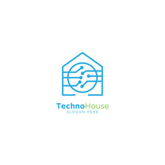 Technology Home Line Outline Monoline Logo Design Vector