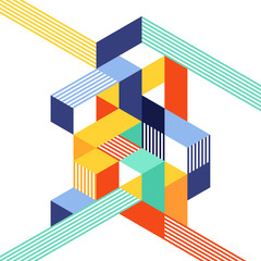 Abstract geometric isometric shape layout design template background modern art style