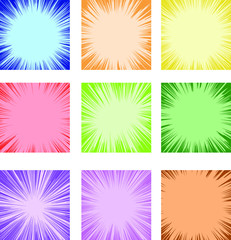 Pop color Background exploding with flashing light set