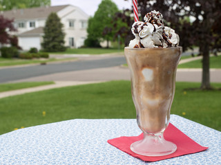 Root Beer Float Outside on Table