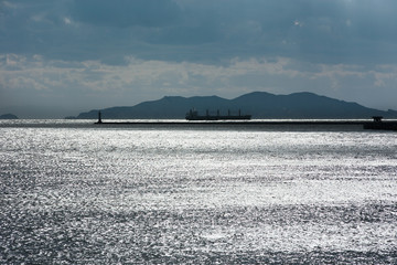 瀬戸内の海、島、船・日本