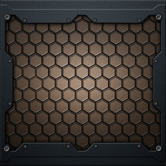 hexagon carbon fiber in dark gray metal frame.