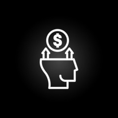 thinking, head, think, dollar, arrow, up neon icon. Elements of positive thinking set. Simple icon for websites, web design, mobile app, info graphics