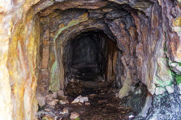 Cave of an old mine excavated in the naked rock