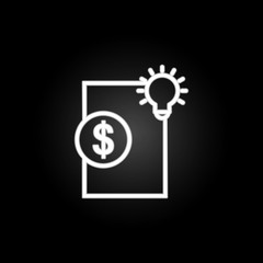 paper, dollar, bulb, idea neon icon. Elements of positive thinking set. Simple icon for websites, web design, mobile app, info graphics