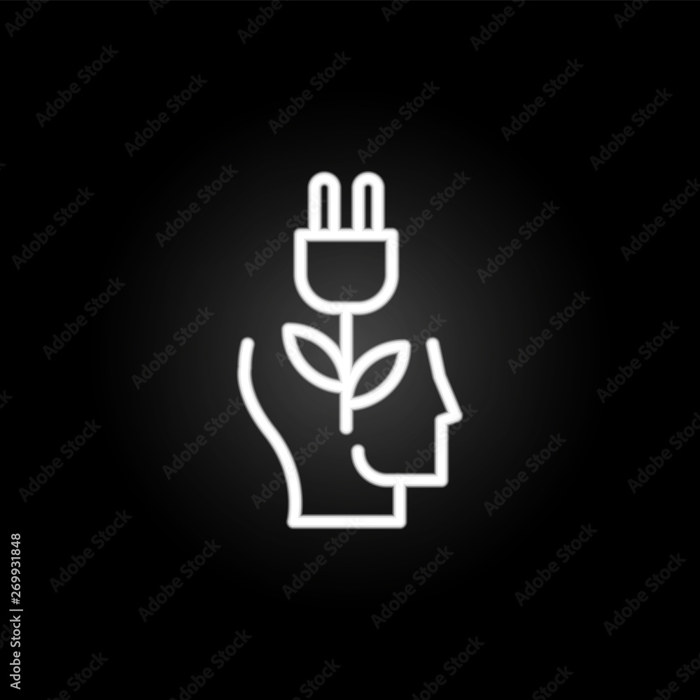 Poster thinking, head, socket neon icon. elements of positive thinking set. simple icon for websites, web d