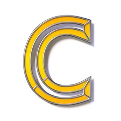 Orange metal wire font Letter C 3D