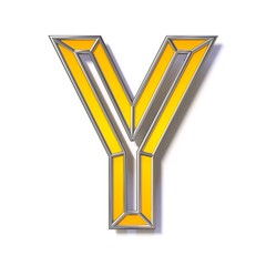 Orange metal wire font Letter Y 3D