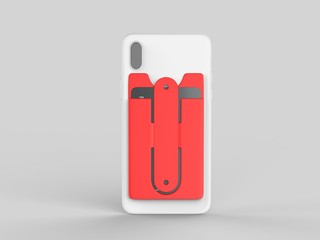 BLANK PHONE WALLET AND CARD HOLDER KIT. 3D RENDER ILLUSTRATION.