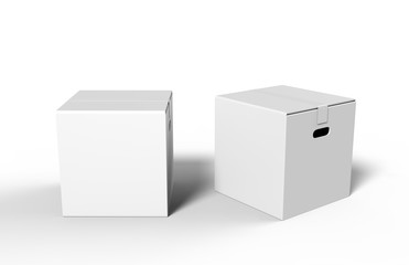 Blank Heavy-Duty Medium Moving Box with Handles for mock up and branding. 3d render illustration.