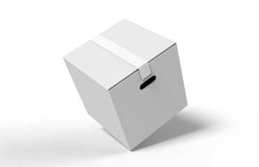 Blank Heavy-Duty Medium Moving Box with Handles for mock up and branding. 3d render illustration.