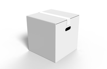 Blank Heavy-Duty Medium Moving Box with Handles for mock up and branding. 3d render illustration.