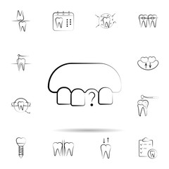 Broken tooth, dental icon. Universal set of dentist for website design and development, app development