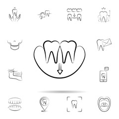 Gums, dentist icon. Universal set of dentist for website design and development, app development