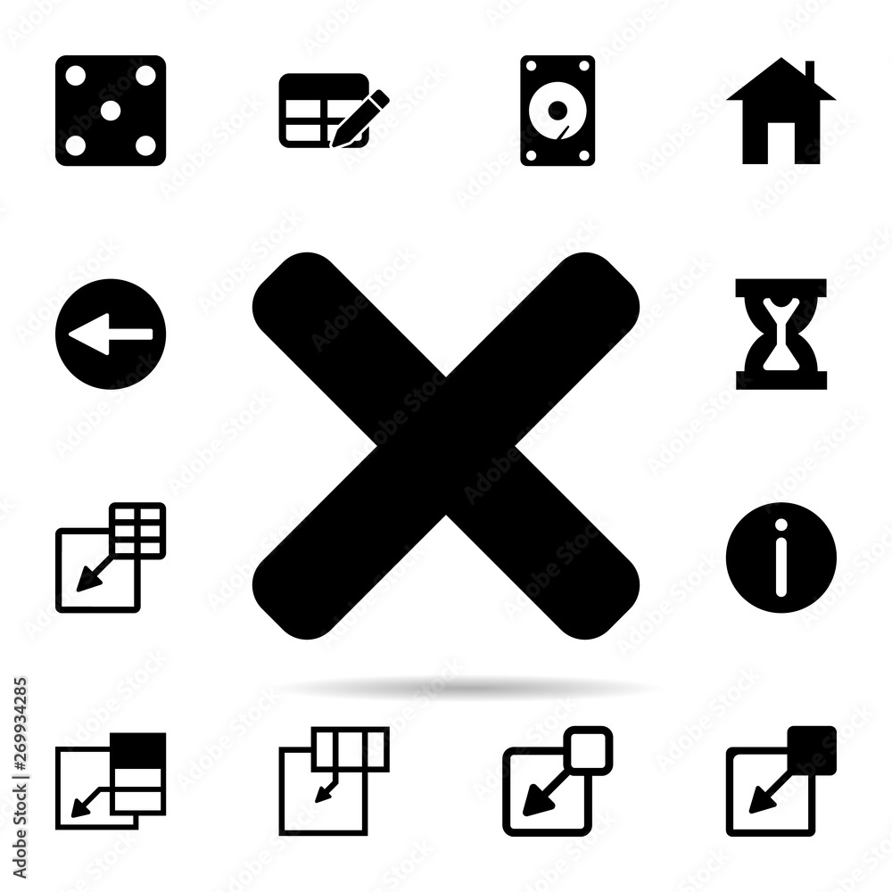 Poster delete cross icon. universal set of web for website design and development, app development