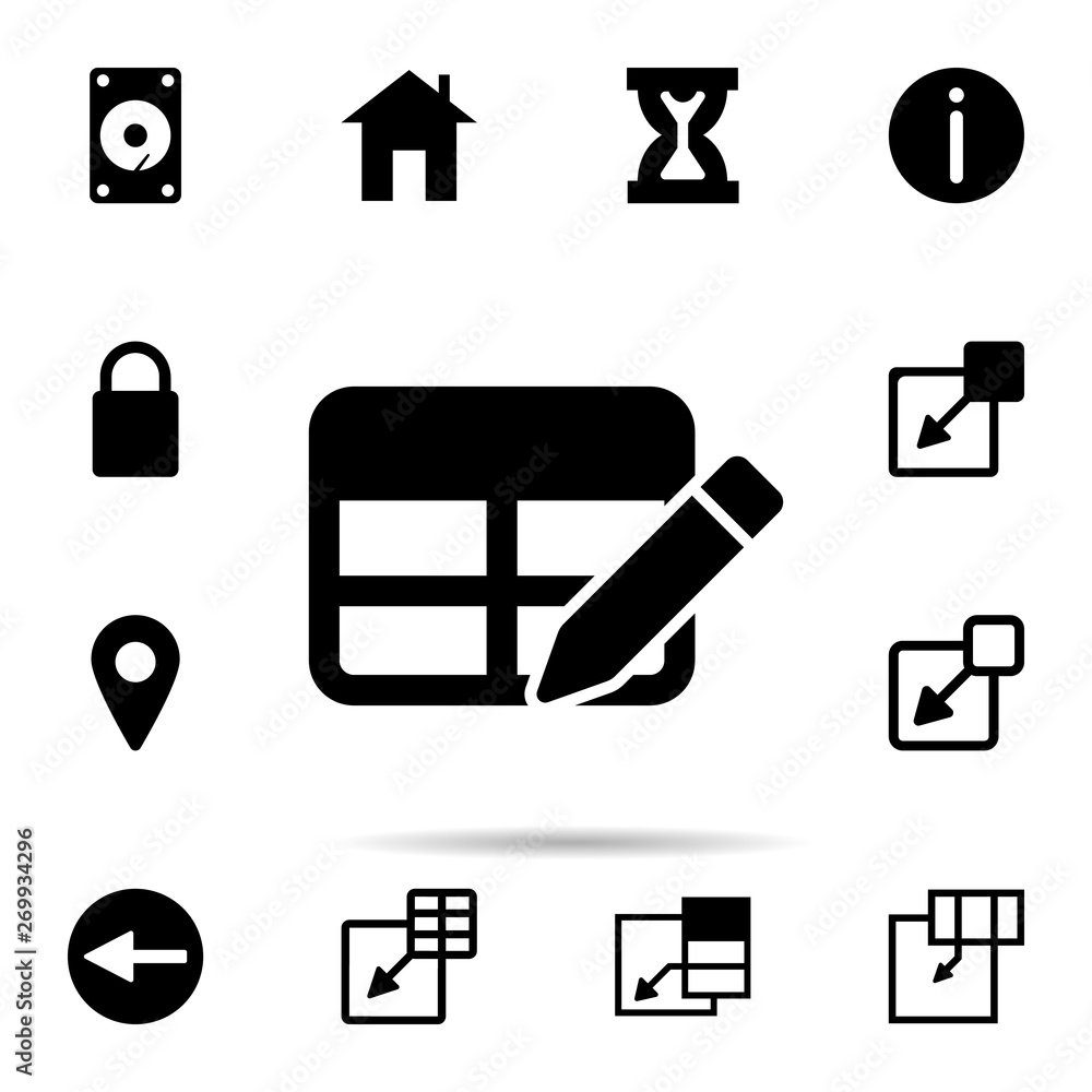 Poster edit table icon. universal set of web for website design and development, app development