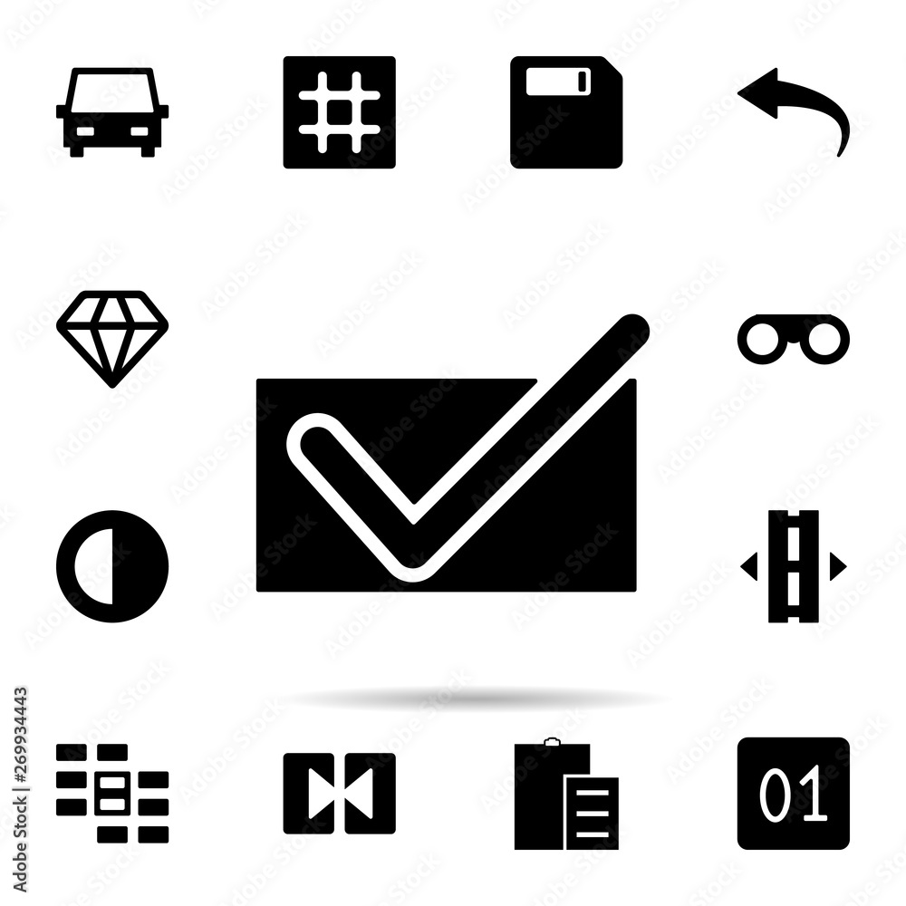 Poster sign checked icon. universal set of web for website design and development, app development