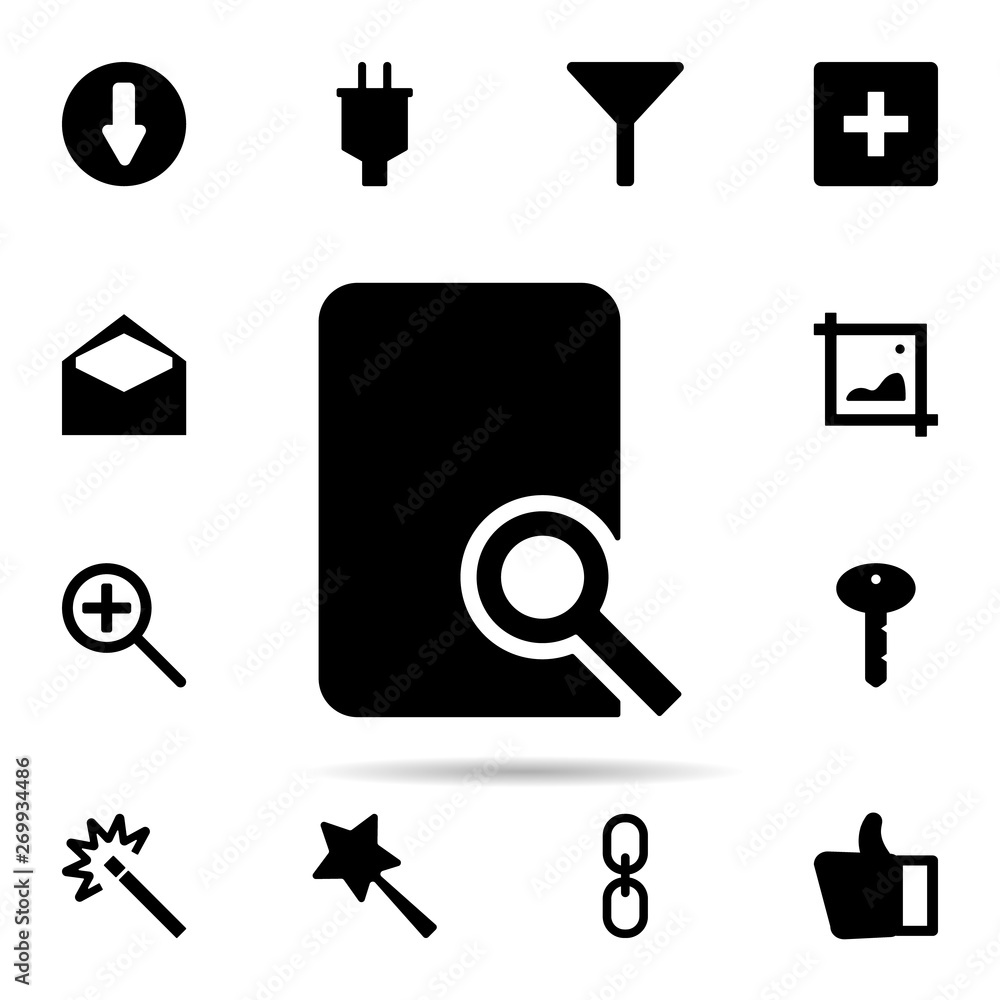 Poster document search tool icon. universal set of web for website design and development, app development