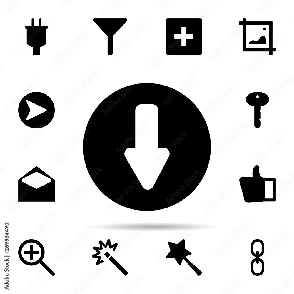 Poster down arrow icon. universal set of web for website design and development, app development