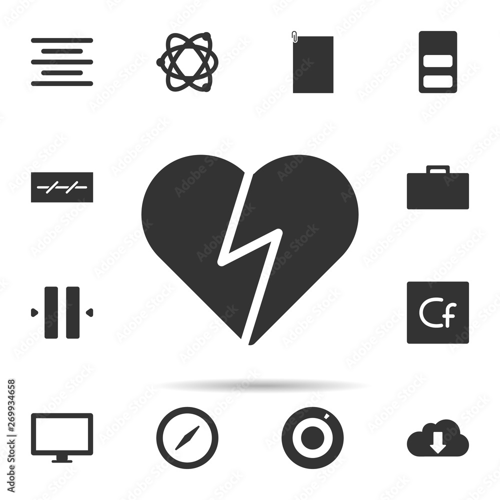 Poster broken heart icon. universal set of web for website design and development, app development