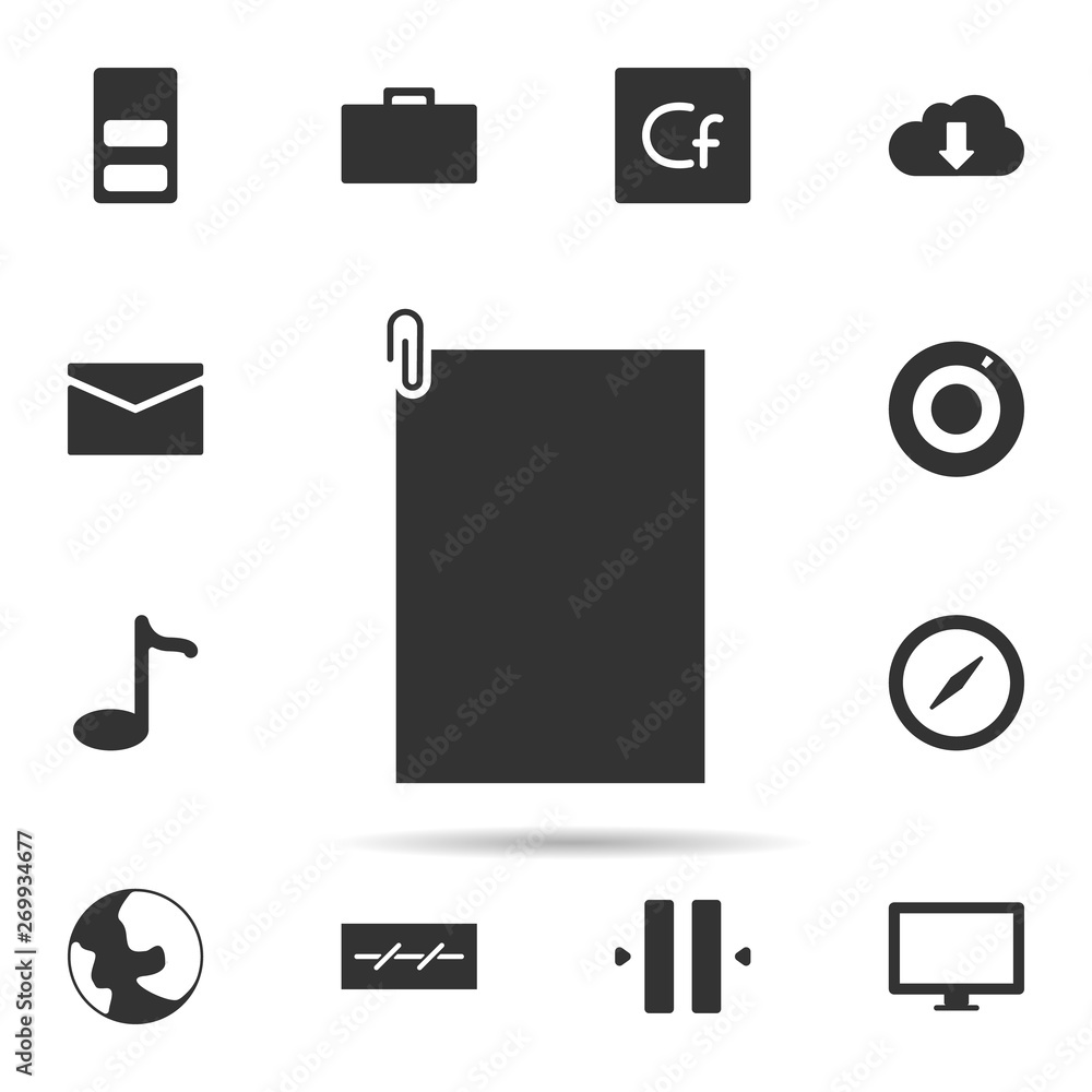 Poster attached document icon. universal set of web for website design and development, app development